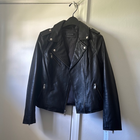Wilsons Leather Black Moto Jacket - Picture 1 of 7
